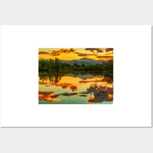Hot Sunset At Golden Ponds Posters and Art